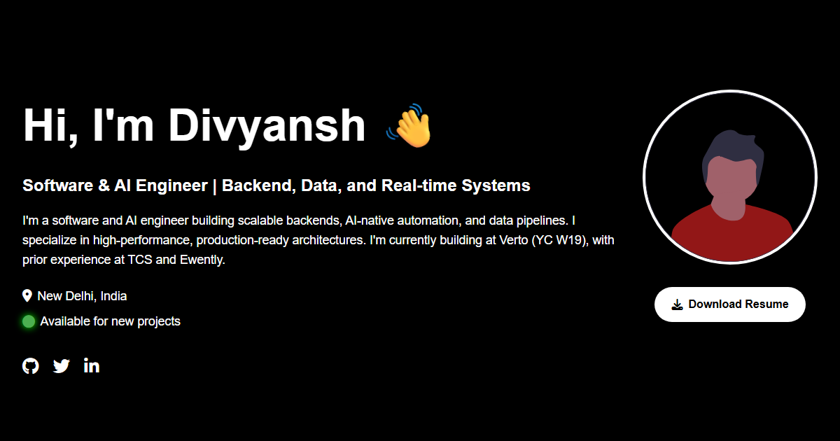 Divyansh Agarwal | Software Engineer, AI Engineer & Agent Developer
